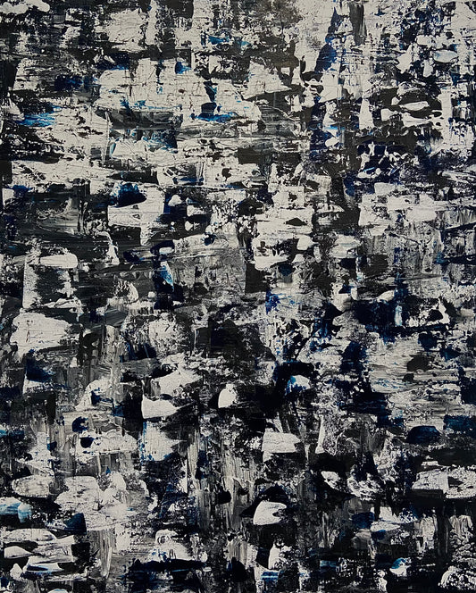 Black, White and Blue Pallet Painting